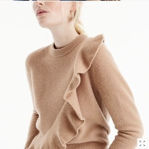 J Crew Ruffle Crewneck Sweater in Boiled Wool